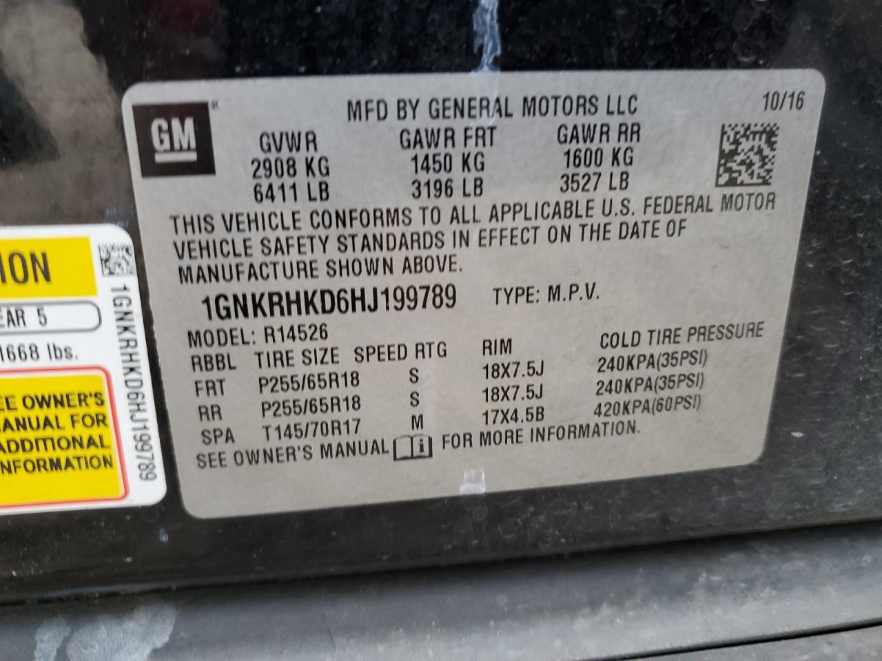 1GNKRHKD6HJ199789 CHEVROLET TRAVERSE 2017