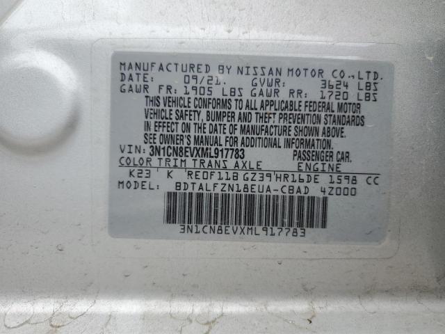 2021 Nissan Versa Sv VIN: 3N1CN8EVXML917783 Lot: 54640294