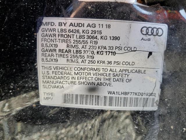 VIN WA1LHBF77KD019303 2019 Audi Q7, Premium Plus no.10