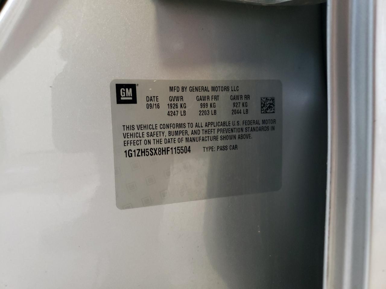 1G1ZH5SX8HF115504 CHEVROLET MALIBU 2017