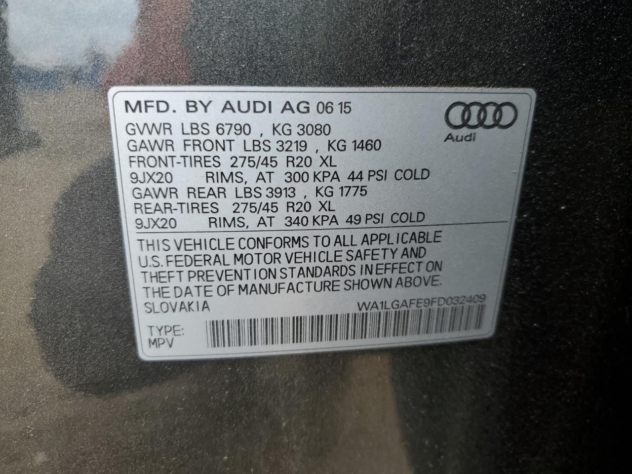 WA1LGAFE9FD032409 2015 Audi Q7 Premium Plus