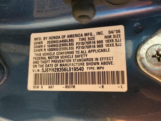 2006 Honda Element Lx VIN: 5J6YH28356L019540 Lot: 56651434