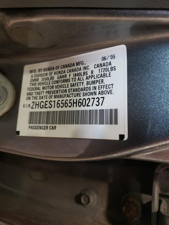 2HGES16565H602737 2005 Honda Civic Lx