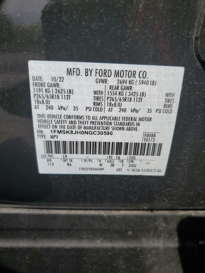 1FMSK8JH0NGC30590 FORD EXPLORER 2022