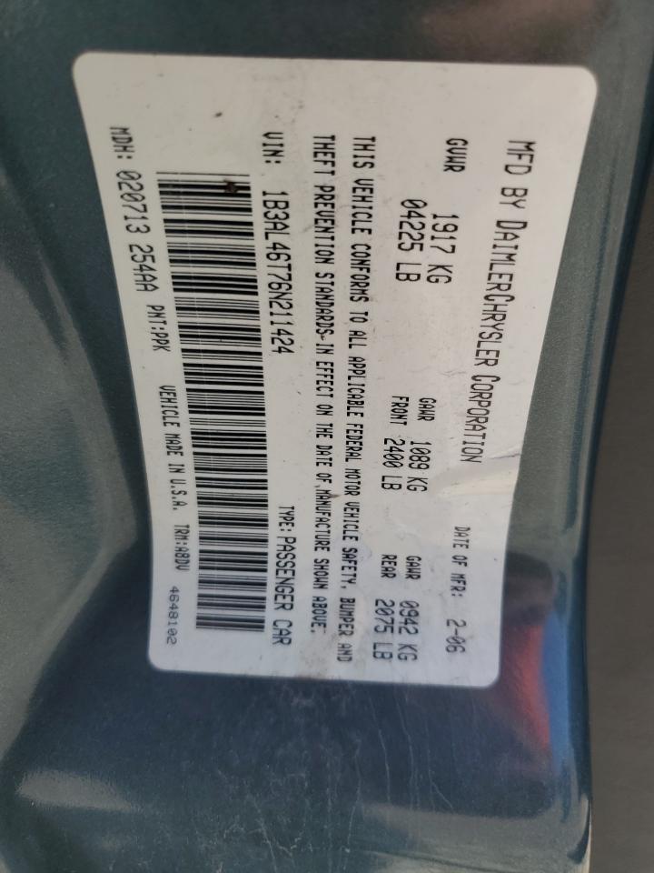 1B3AL46T76N211424 2006 Dodge Stratus Sxt