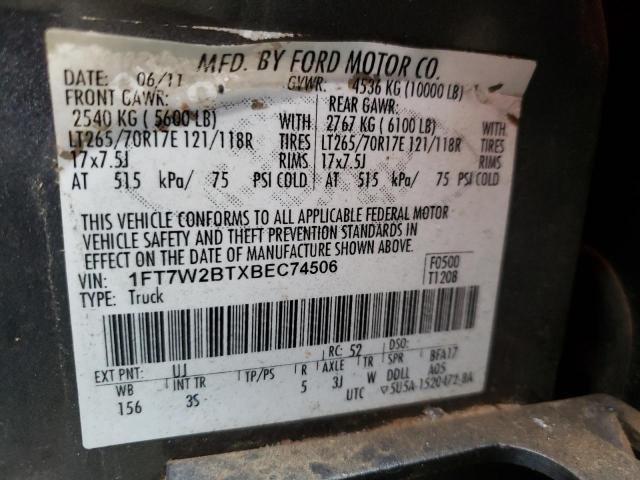 2011 Ford F250 Super Duty VIN: 1FT7W2BTXBEC74506 Lot: 54788304