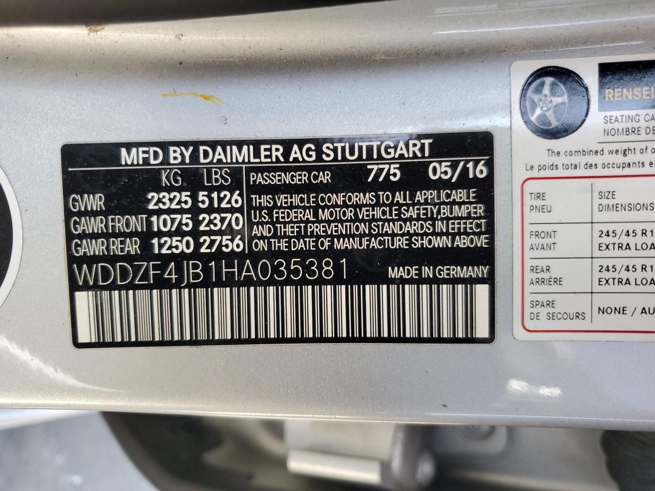 WDDZF4JB1HA035381 2017 Mercedes-Benz E 300