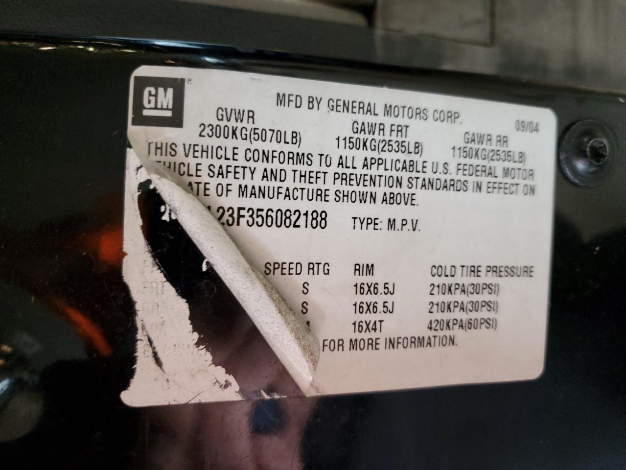 2CNDL23F356082188 2005 Chevrolet Equinox Ls