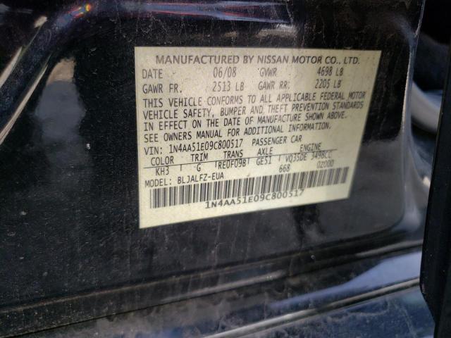 2009 Nissan Maxima S VIN: 1N4AA51E09C800517 Lot: 56025064