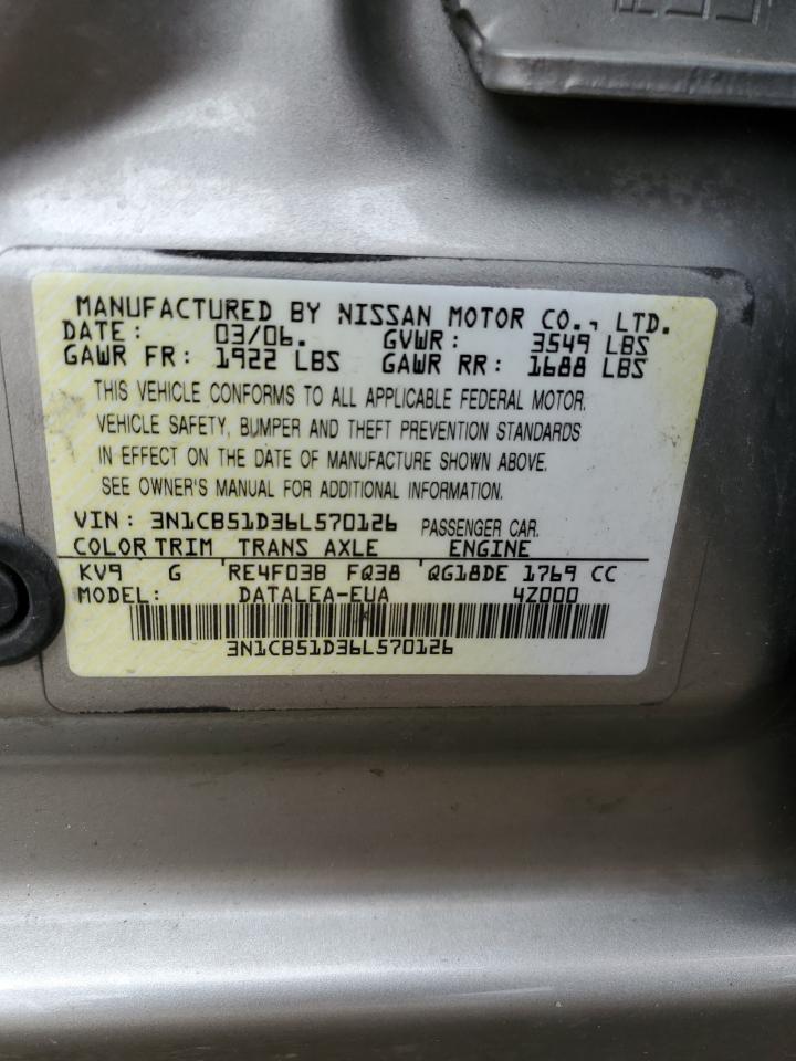 3N1CB51D36L570126 2006 Nissan Sentra 1.8