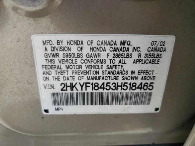 2003 Honda Pilot Ex VIN: 2HKYF18453H518465 Lot: 57097304