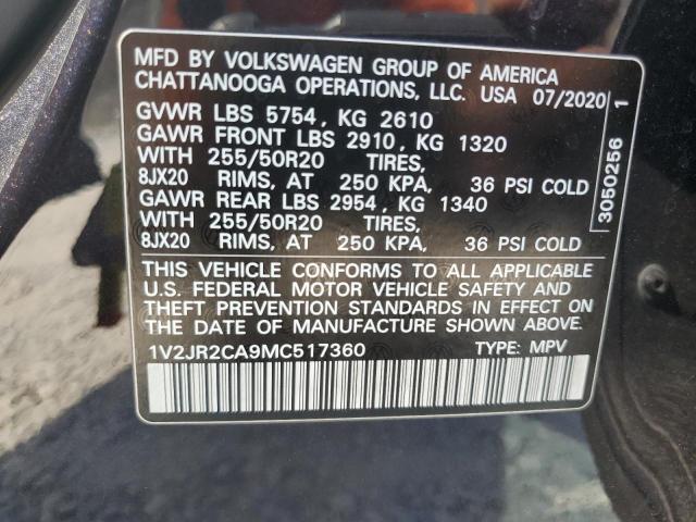 2021 Volkswagen Atlas Se VIN: 1V2JR2CA9MC517360 Lot: 55879194