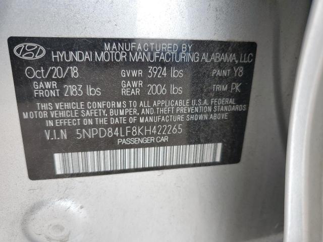 2019 Hyundai Elantra Sel VIN: 5NPD84LF8KH422265 Lot: 55848514