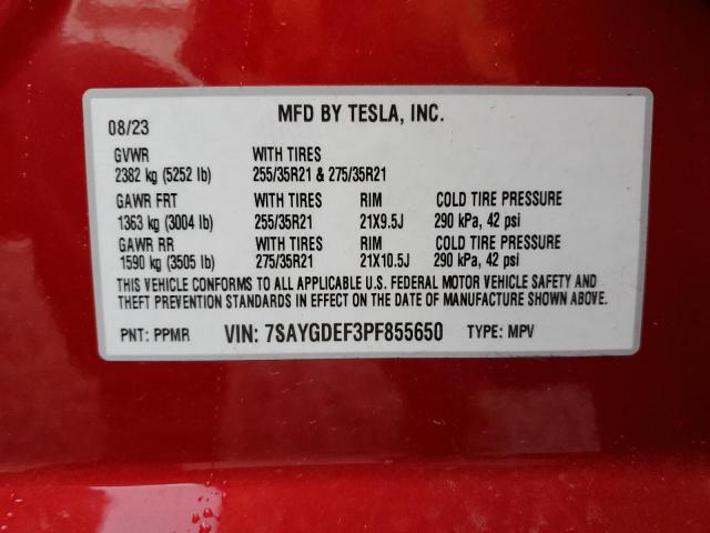 2023 Tesla Model Y VIN: 7SAYGDEF3PF855650 Lot: 55892454