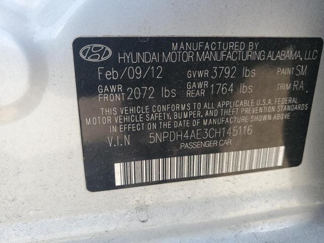 2012 Hyundai Elantra Gls VIN: 5NPDH4AE3CH145116 Lot: 53376324