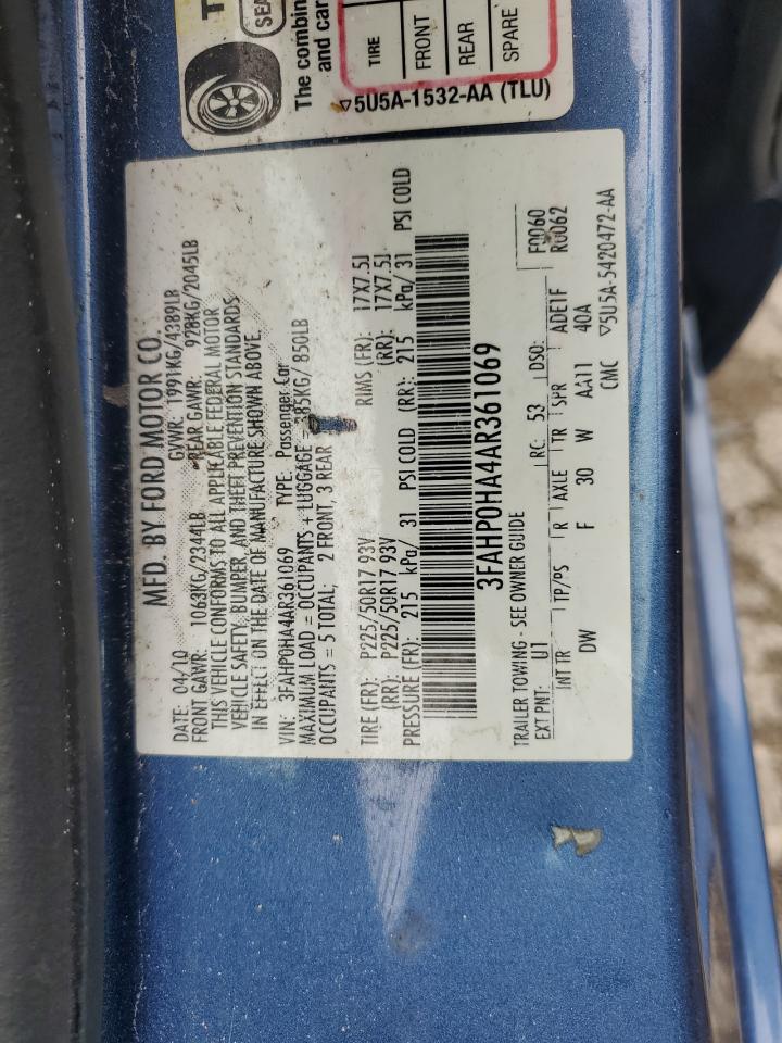 3FAHP0HA4AR361069 2010 Ford Fusion Se