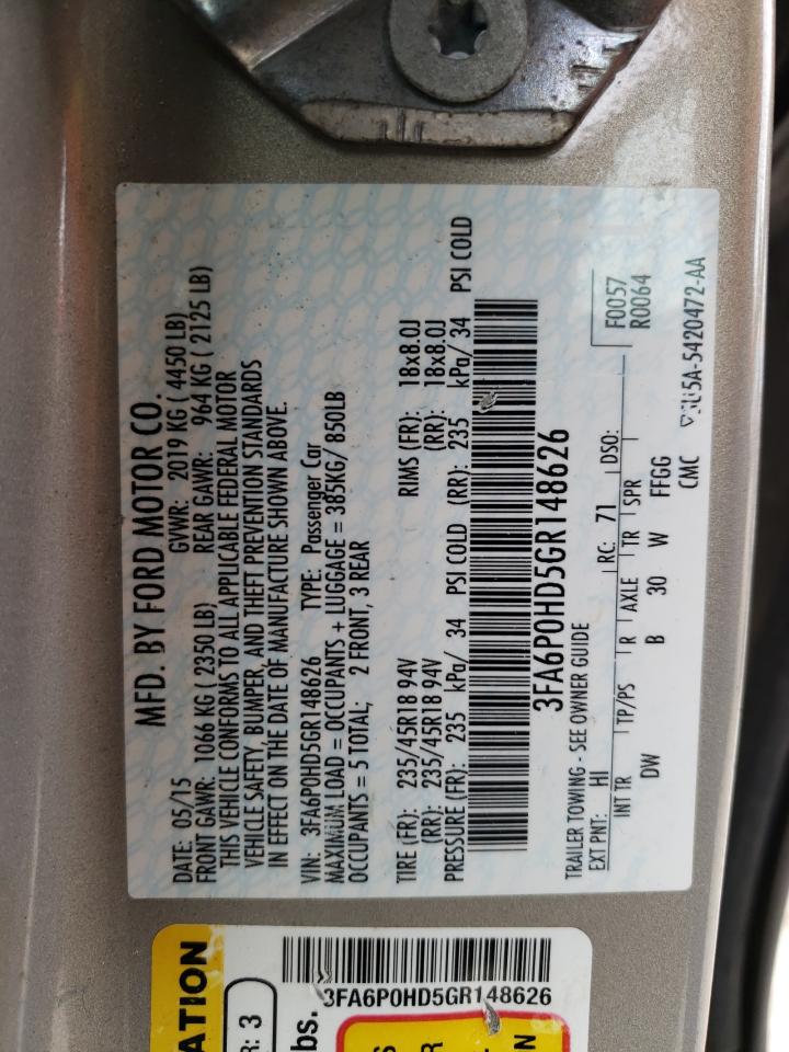 3FA6P0HD5GR148626 FORD FUSION 2016