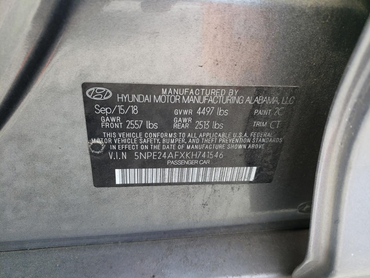 5NPE24AFXKH741546 2019 Hyundai Sonata Se