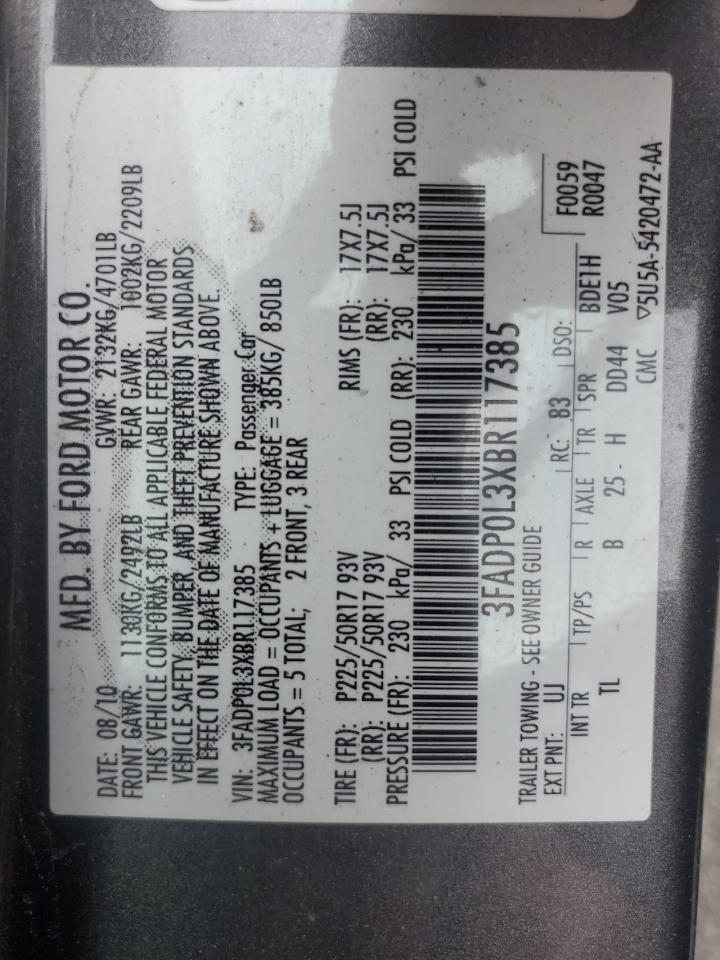 3FADP0L3XBR117385 2011 Ford Fusion Hybrid