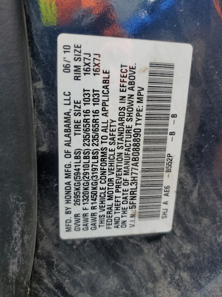 5FNRL3H77AB088890 2010 Honda Odyssey Exl