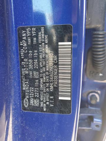 2022 Hyundai Elantra Sel VIN: KMHLS4AG3NU314957 Lot: 56267624