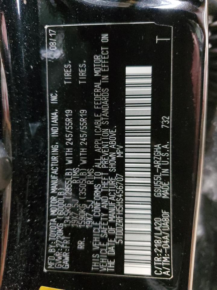 5TDDZRFH5HS456707 2017 Toyota Highlander Limited