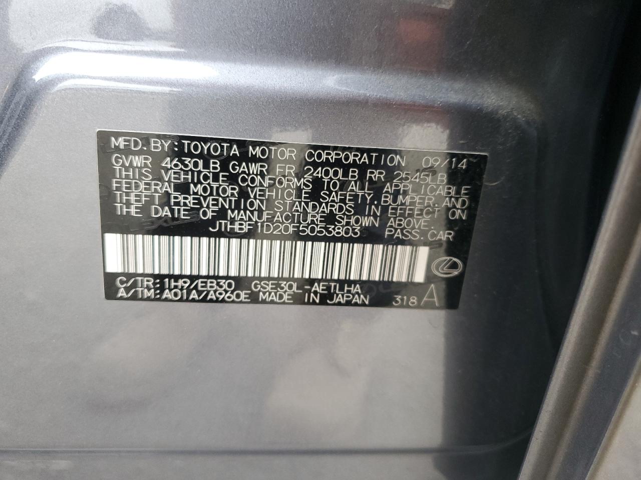 JTHBF1D20F5053803 2015 Lexus Is 250