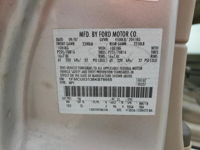 2008 Ford Escape Xlt VIN: 1FMCU03138KB78955 Lot: 53896314