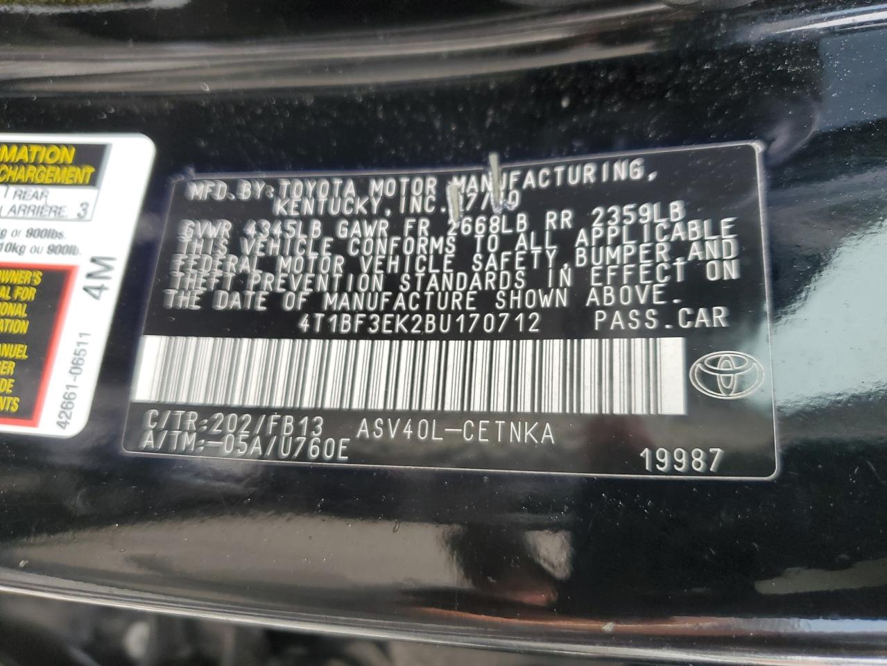 4T1BF3EK2BU170712 2011 Toyota Camry Base