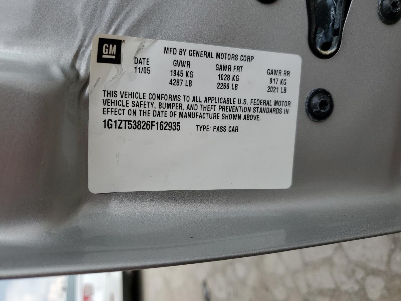 1G1ZT53826F162935 2006 Chevrolet Malibu Lt