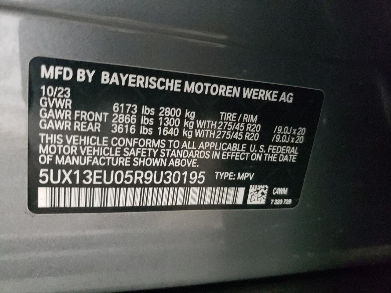 5UX13EU05R9U30195 2024 BMW X5 Sdrive 40I