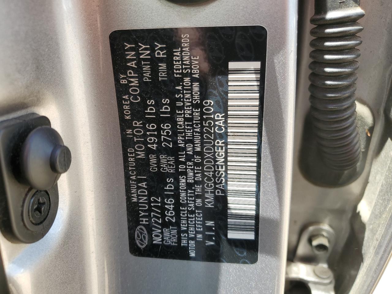 KMHGC4DDXDU225109 2013 Hyundai Genesis 3.8L