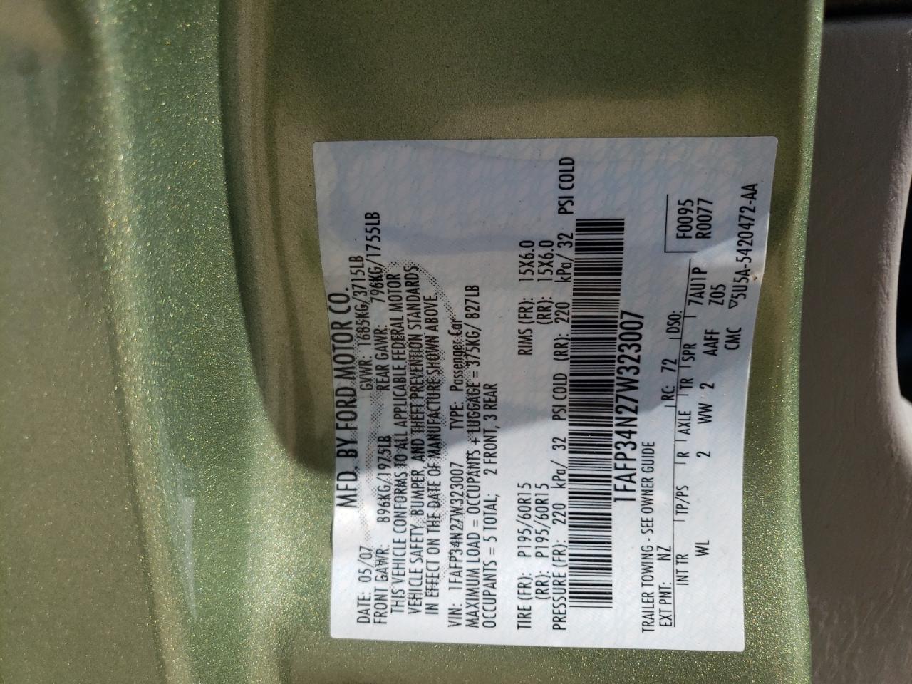 1FAFP34N27W323007 2007 Ford Focus Zx4