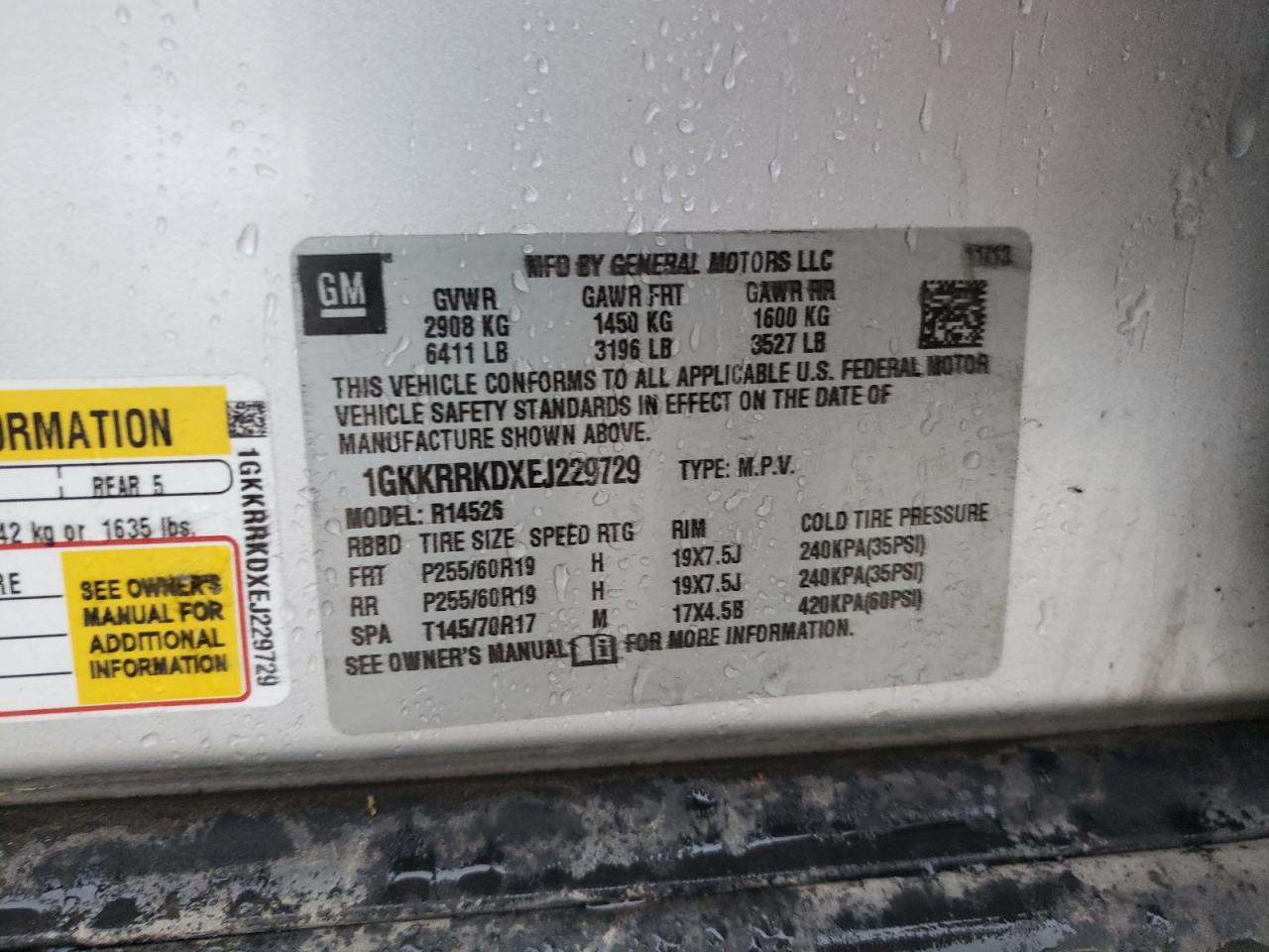 1GKKRRKDXEJ229729 2014 GMC Acadia Slt-1