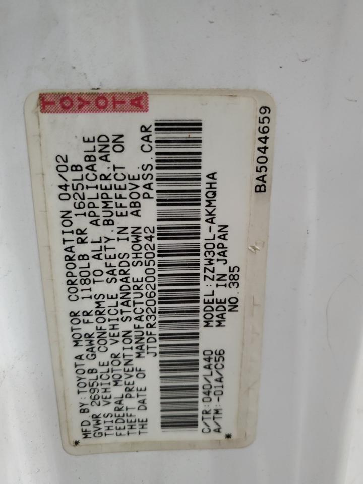 JTDFR320620050242 2002 Toyota Mr2 Spyder