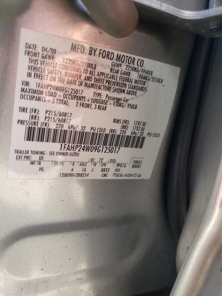 1FAHP24W09G125017 2009 Ford Taurus Sel