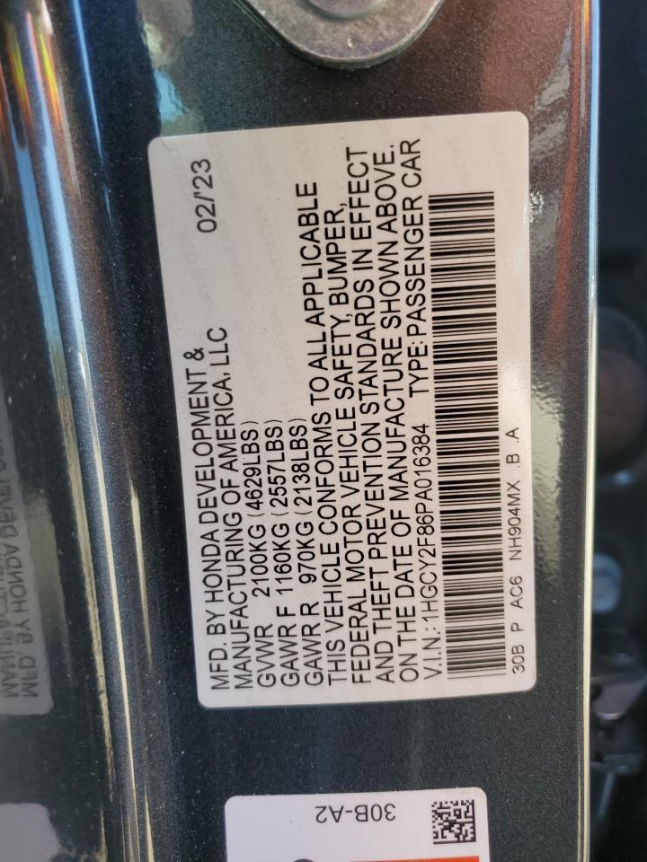 1HGCY2F86PA016384 HONDA ACCORD 2023
