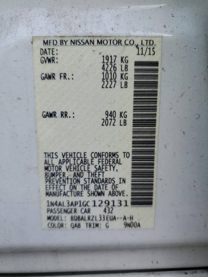 1N4AL3AP1GC129131 NISSAN ALTIMA 2016