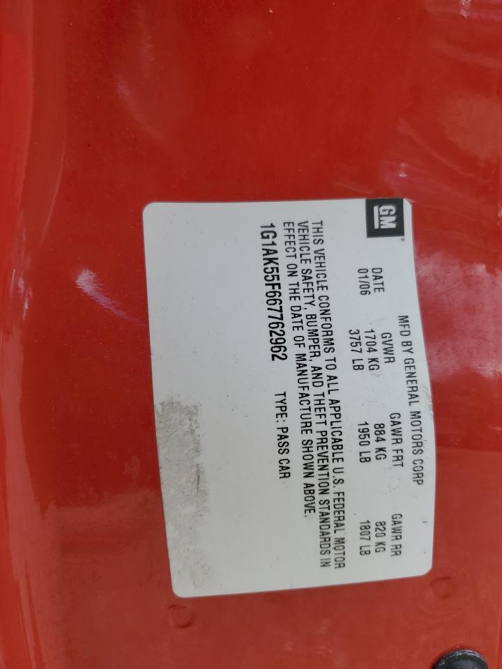 1G1AK55F667762962 2006 Chevrolet Cobalt Ls