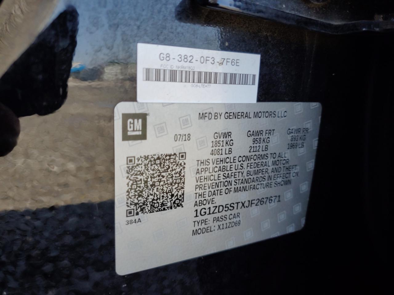 1G1ZD5STXJF267671 CHEVROLET MALIBU 2018