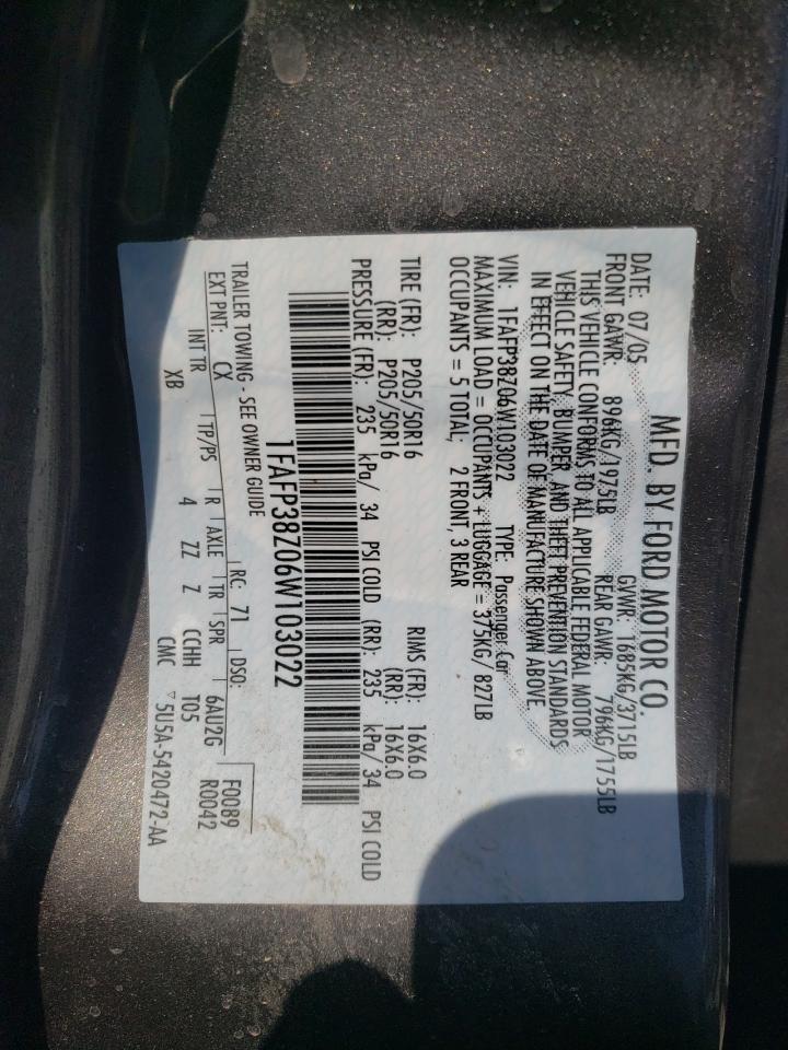 1FAFP38Z06W103022 2006 Ford Focus Zx4 St