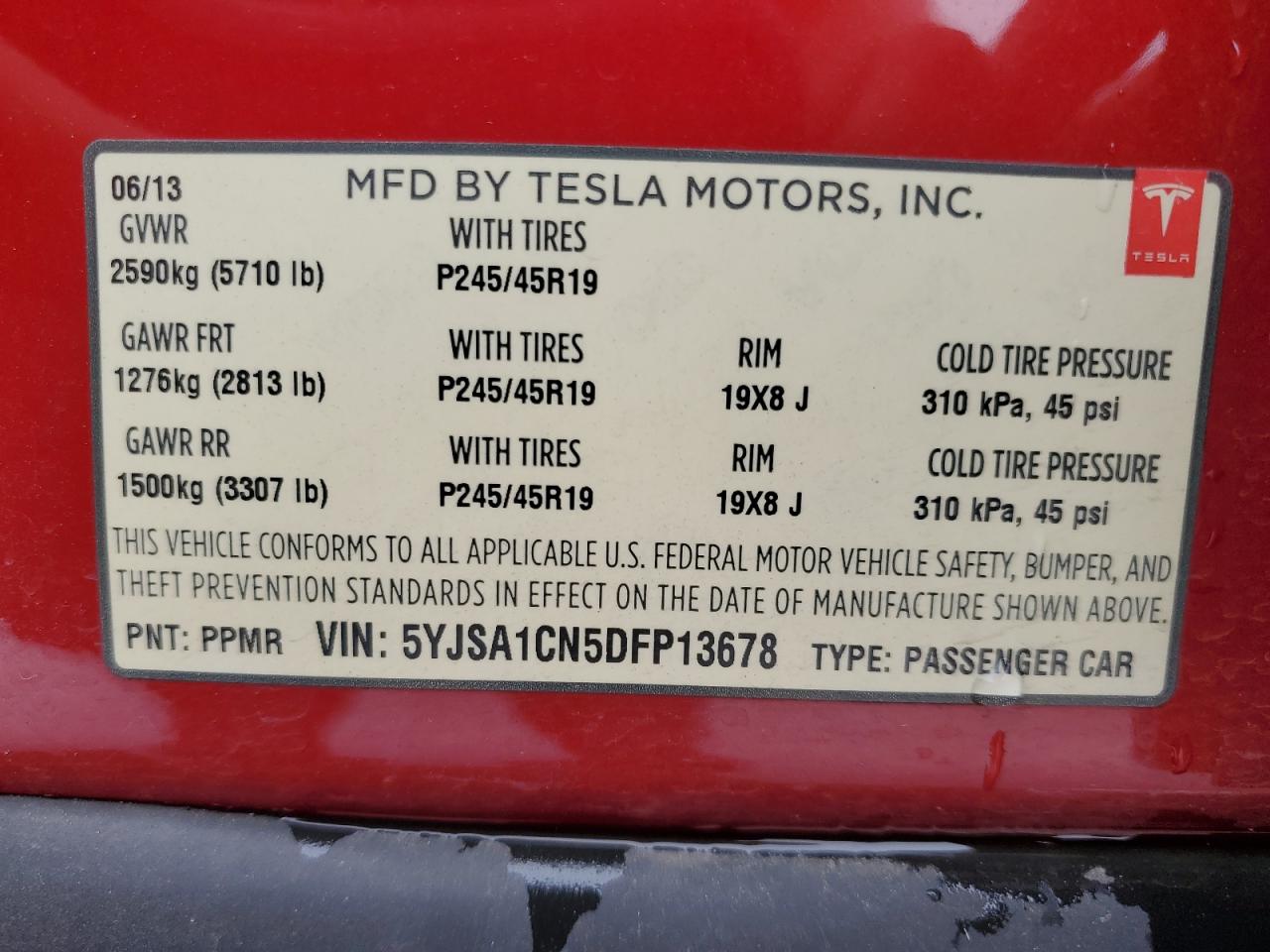 5YJSA1CN5DFP13678 2013 Tesla Model S