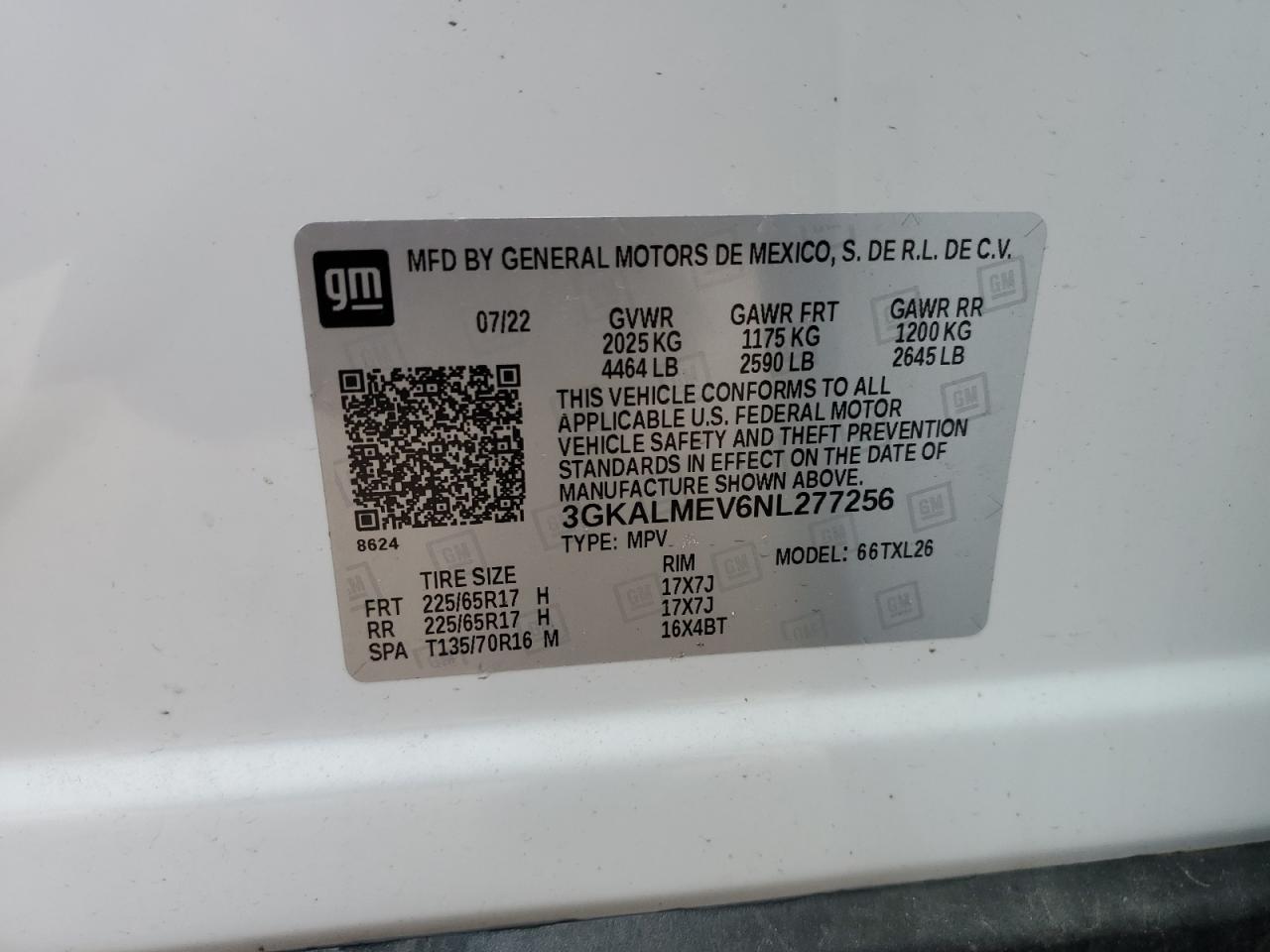 3GKALMEV6NL277256 2022 GMC Terrain Sle