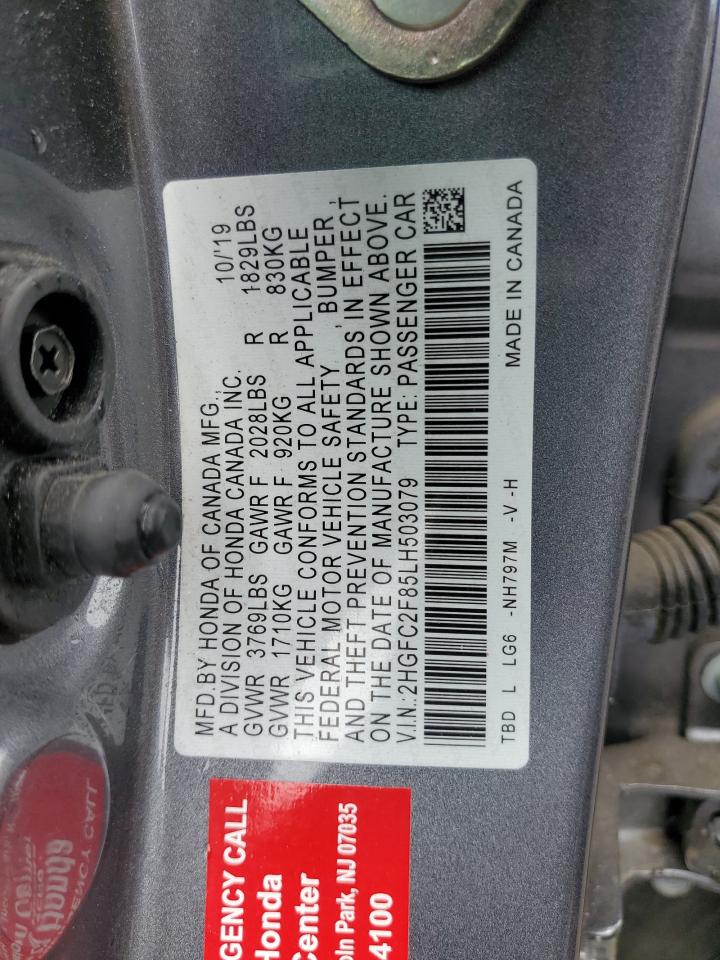 2HGFC2F85LH503079 2020 Honda Civic Sport