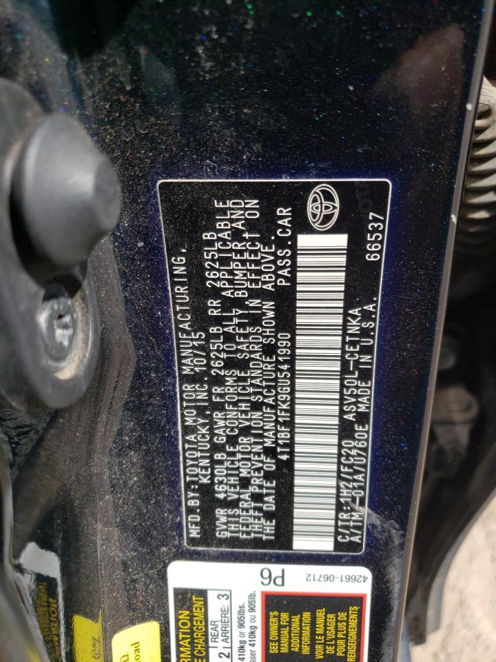 4T1BF1FK9GU541990 TOYOTA CAMRY 2016