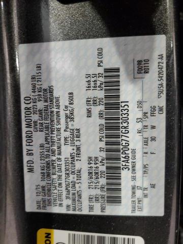 2016 Ford Fusion S VIN: 3FA6P0G77GR303351 Lot: 53848144