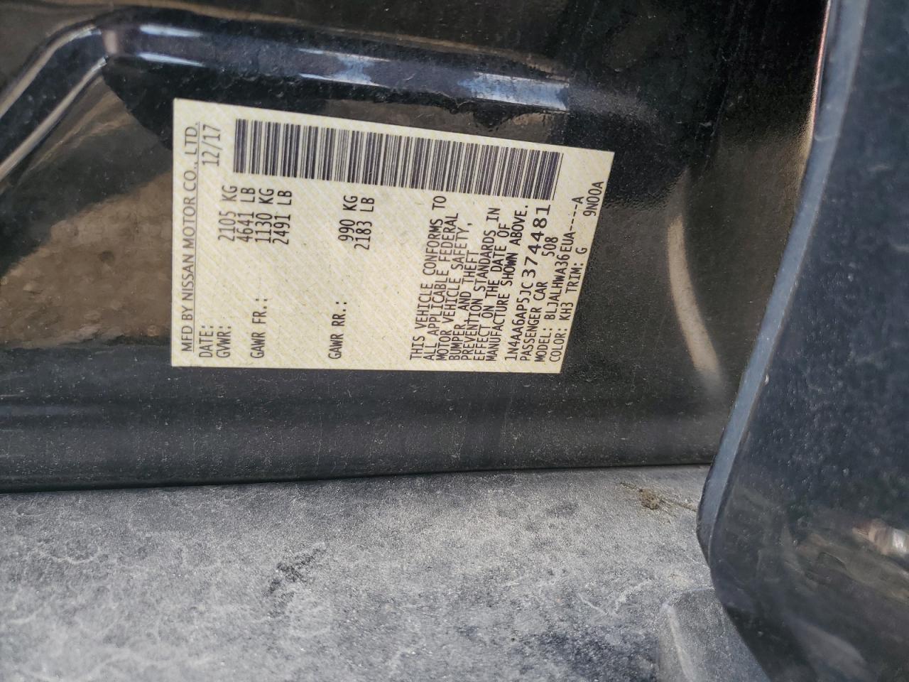 1N4AA6AP5JC374481 2018 Nissan Maxima 3.5S