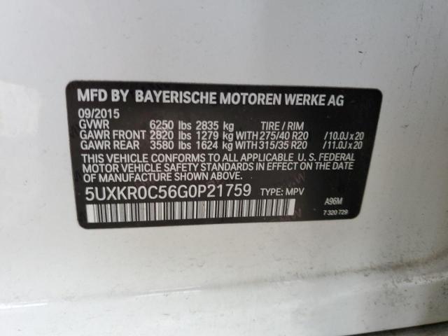 2016 BMW X5 xDrive35I VIN: 5UXKR0C56G0P21759 Lot: 54968694