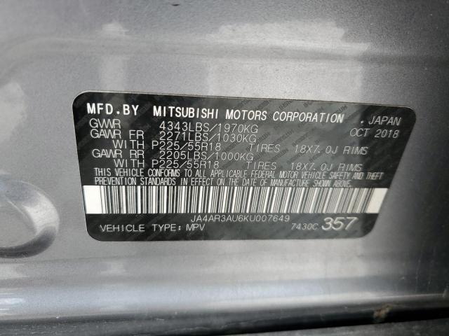 2019 Mitsubishi Outlander Sport Es VIN: JA4AR3AU6KU007649 Lot: 54619704