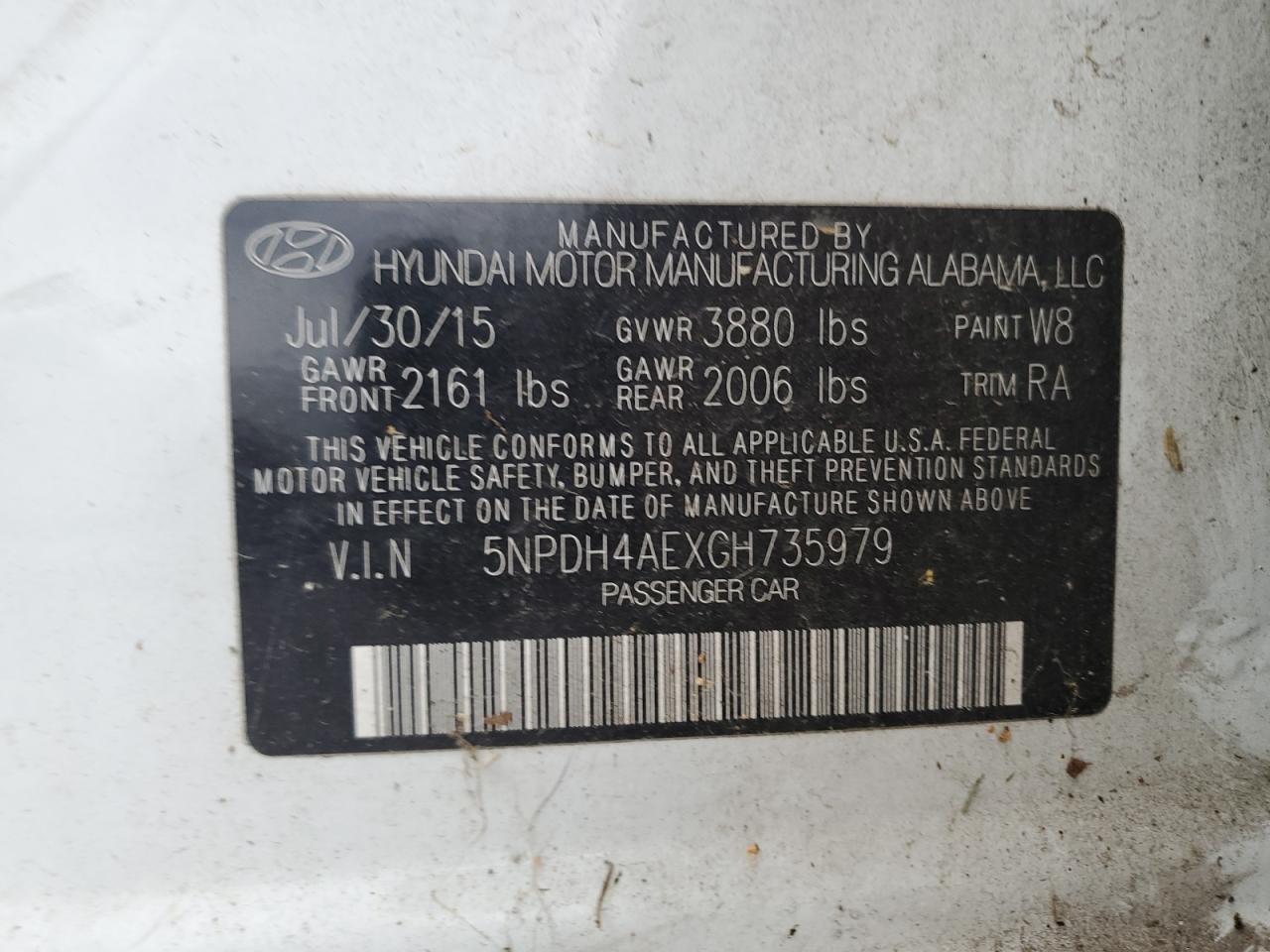 5NPDH4AEXGH735979 2016 Hyundai Elantra Se